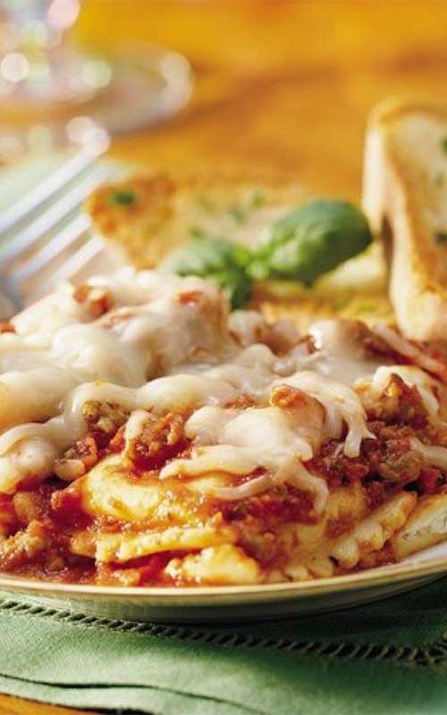 Recipe for Do-Ahead Ravioli Sausage Lasagna - Get a jump start on a delicious casual dinner. Make a pasta casserole the day before and tuck it in the fridge for next-day baking.
