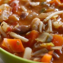 Recipe for Winter Minestrone Soup - This soup really can be made in less than an hour and tastes like it simmered all day. Minestrone lends itself to variations, so improvise with the ingredients that you have on hand.