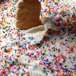 Recipe for Cake Batter Dip - It just doesn't get much cuter than this cake batter dip. It's so easy to throw together, it's addictively delicious, and this recipe makes a ton.