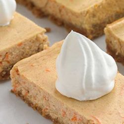 Recipe for Carrot Cheesecake Bars - Carrot cake is often served at Easter celebrations but these carrot cheesecake bars will give it a run for its money. It's easy to prepare and although unusual, a guaranteed winner.
