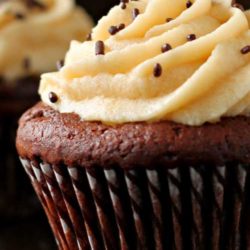 Recipe for Chocolate Cupcakes with Salted Caramel Buttercream - These cupcakes almost don't need words. Just read the name and look at the pictures. You really can't go wrong with chocolate and caramel.