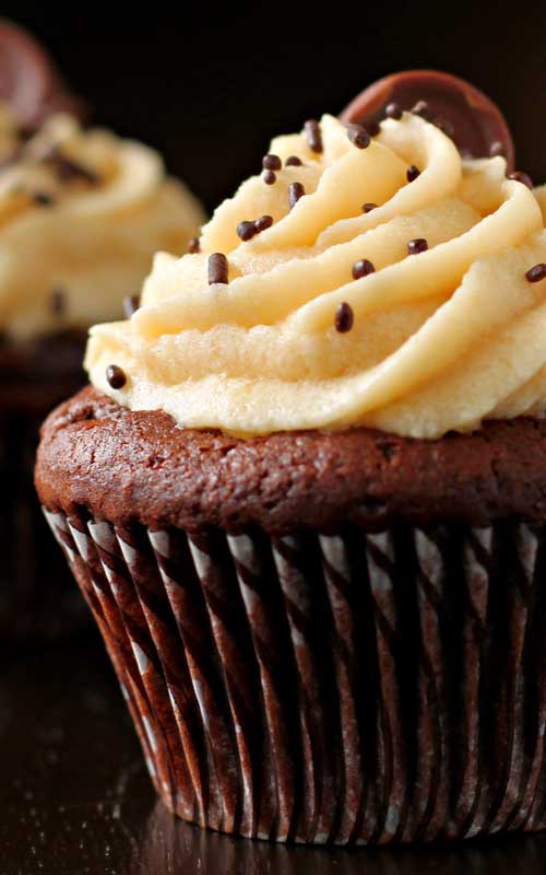 Recipe for Chocolate Cupcakes with Salted Caramel Buttercream - These cupcakes almost don't need words. Just read the name and look at the pictures. You really can't go wrong with chocolate and caramel.