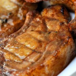 Recipe for Sweet Mustard BBQ Pork Chops - Tender and flavorful grilled pork chops with honey mustard glaze. A quick and easy pork chop recipe packed with savory spices that your guests will love!