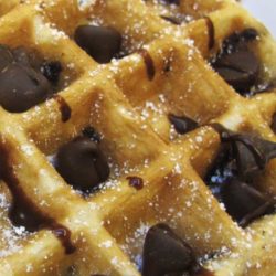 Recipe for Chocolate Chip Belgian Waffles - These amazing chocolate waffles are more like a decadent dessert than anything else. Incredibly quick and simple to make, a perfect start to any morning!