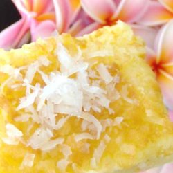 Recipe for Coconut Butter Mochi - Savor a taste of the Hawaiian islands with this scrumptious Coconut Mochi Cake which just happens to be gluten free. It’s a fantastic treat for any tropical themed party!