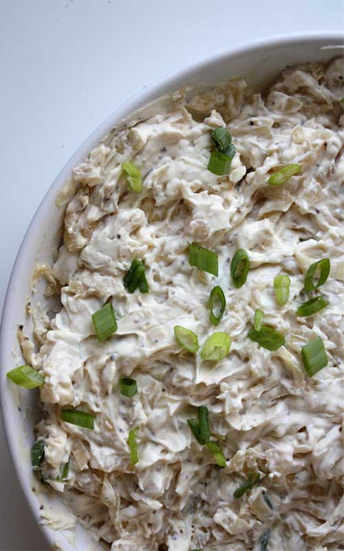 Recipe for French Onion Dip - This dip is creamy and decadent, yet easy to make. Serve with chips for a savory, satisfying homemade dip option at your next get together.