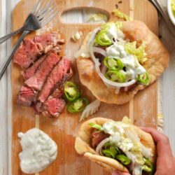 Recipe for Easy Steak Gyros with Homemade Pitas - As summer peaks around the corner, you're going to want this recipe in your arsenal for those sunny beach day picnics.