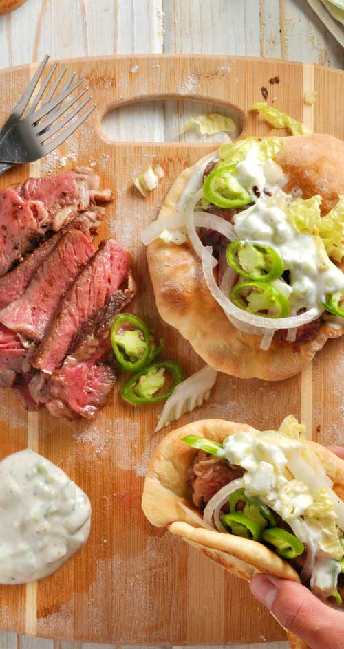 Easy Steak Gyros with Homemade Pitas