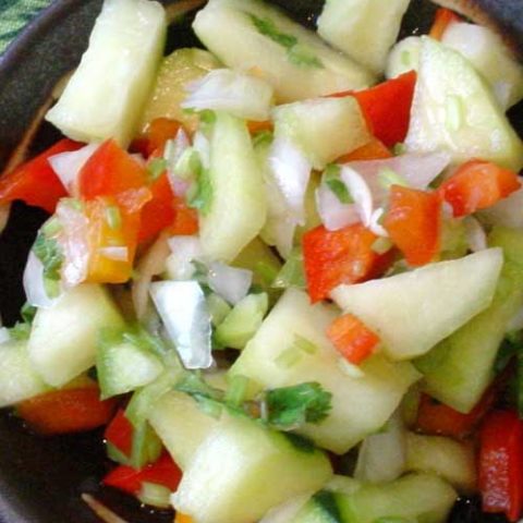 If you love Thai food but prefer less spice, try this ultra-easy Thai-inspired cucumber and onion salad that's refreshing, not hot.