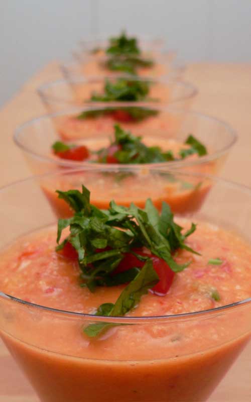 Recipe for Super Simple Gazpacho - This version of gazpacho does away with all the slicing and dicing, and blending the soup lets the flavors meld without a lengthy chill time.