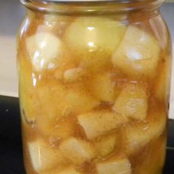 Recipe for Homemade Apple Topping - Cinnamon-kissed syrup cocoons chunks of apple in this perfect topper for pancakes, waffles, crepes or ice cream. It's even good by the spoonful right out of the jar!