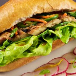Recipe for Vietnamese Chicken Sandwich - Looking for the PERFECT sandwich? Give this homemade version of the ever so popular Banh Mi sandwich a try! This Vietnamese chicken sandwich is stuffed with tender sliced chicken, pickled veggies, and cilantro. It is sandwich heaven!
