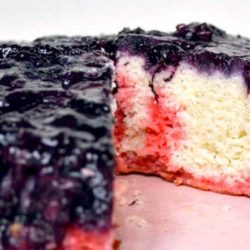 Recipe for Blueberry Upside Down Cake - Upside down cakes are not just for pineapples any more! This blueberry upside down cake is slightly sweet and oh so decadent with it's thick, jam-like layer of blueberries sitting on top of a super-moist cake layer.