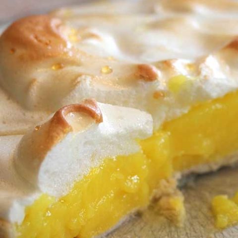 This lemon meringue pie is bursting with fresh lemon taste and a sweet, creamy real meringue topping.This is an old family recipe being passed down from Grandma to a new generation.