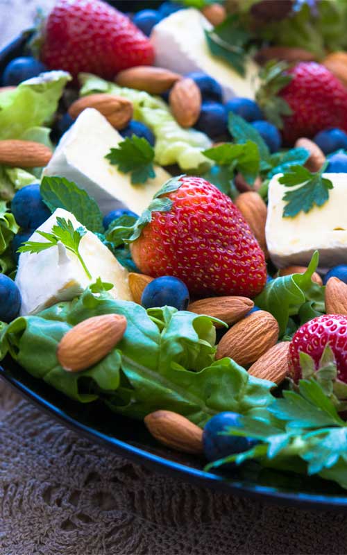 During a hot summer there’s nothing better than a salad for a quick and easy meal. This Berry, Brie and Almond Salad is perfect for warmer weather and is on the table in 5 minutes.