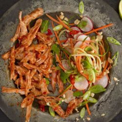 Delicious shredded pork with a Thai flavor you will not be able to stop eating. This Thai Pulled Pork With Asian Slaw has layers of flavor and makes for the perfect easy, no effort Thai feast!