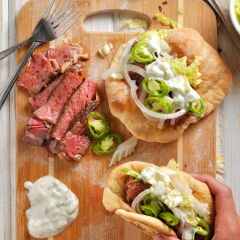 Easy Steak Gyros with Homemade Pitas